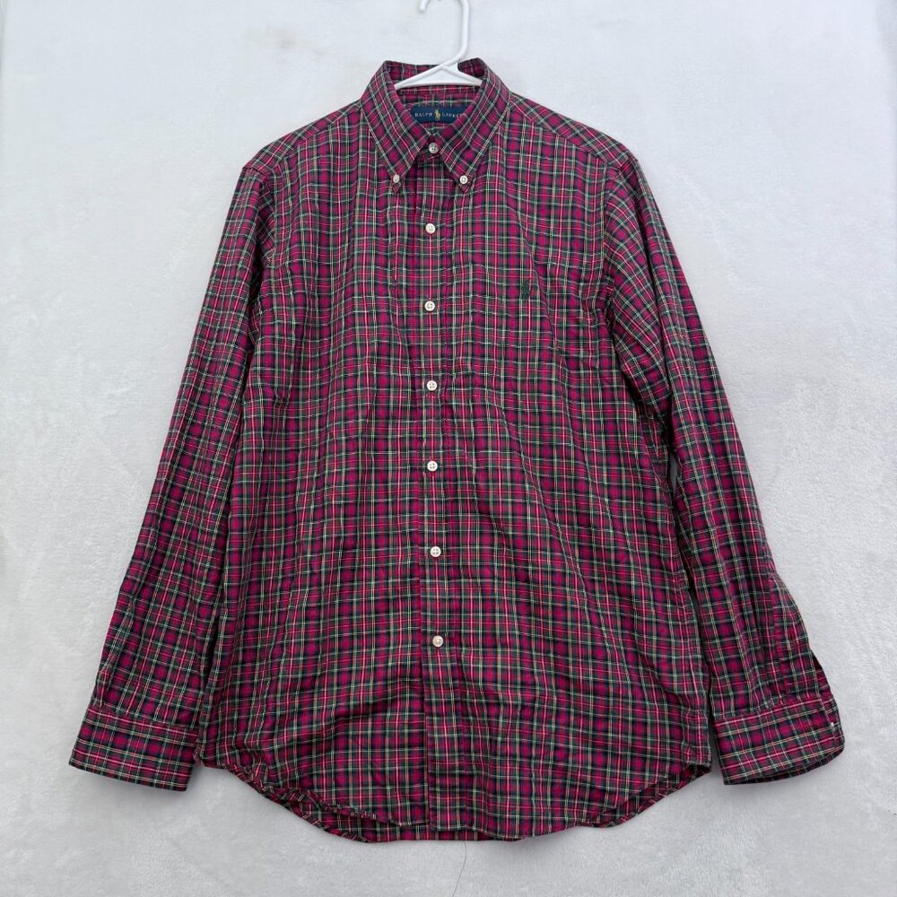 Ralph Lauren Shirt Mens M Red Royal Stewart Tartan Christmas Pony Button Down